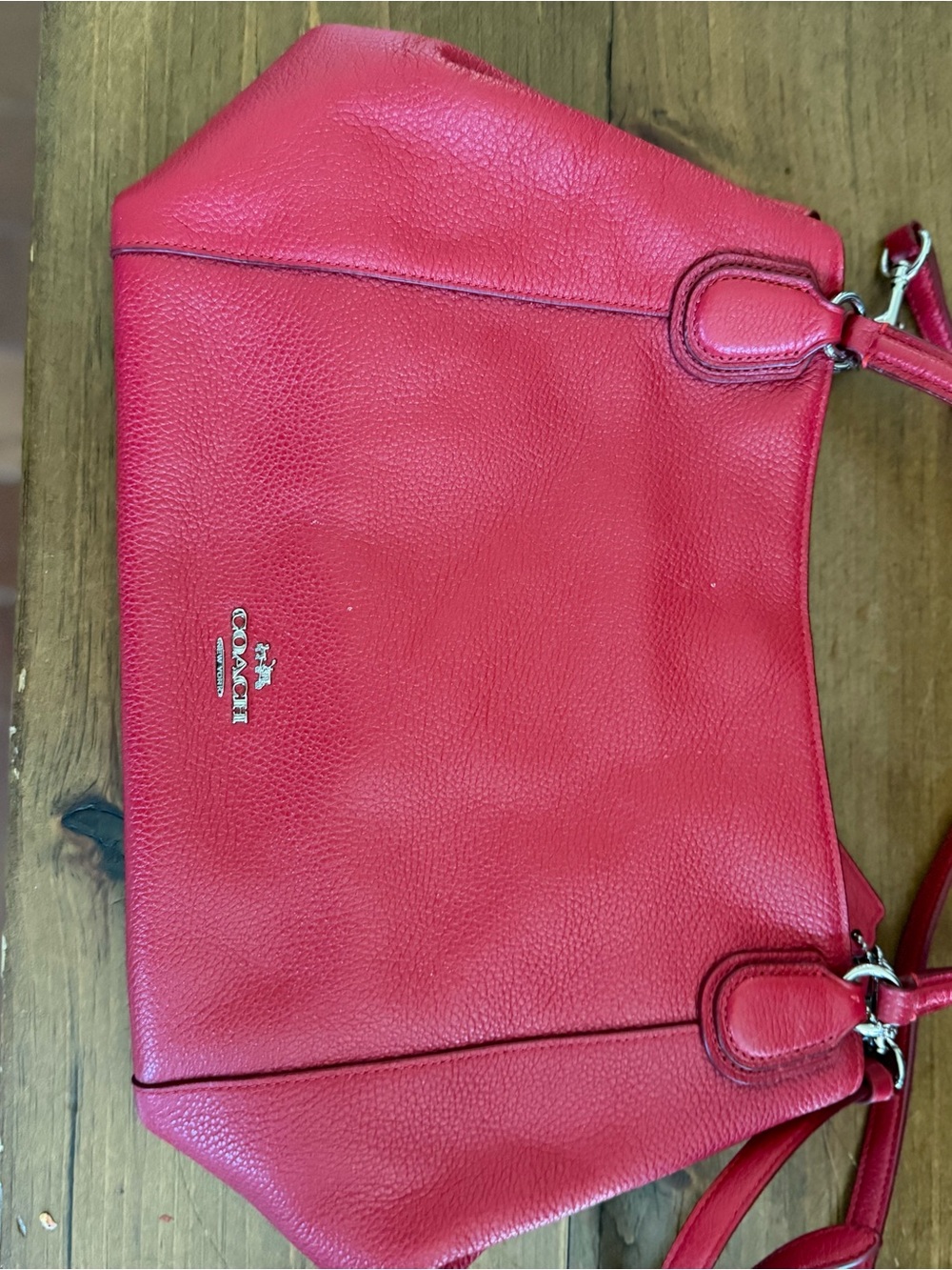 Coach Pebbled Leather Shoulder Bag in Bright Red